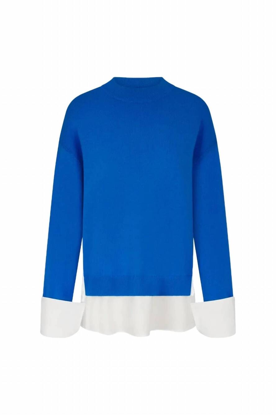 NEW SIMON MILLER women's pip combo sweater in vivid sky